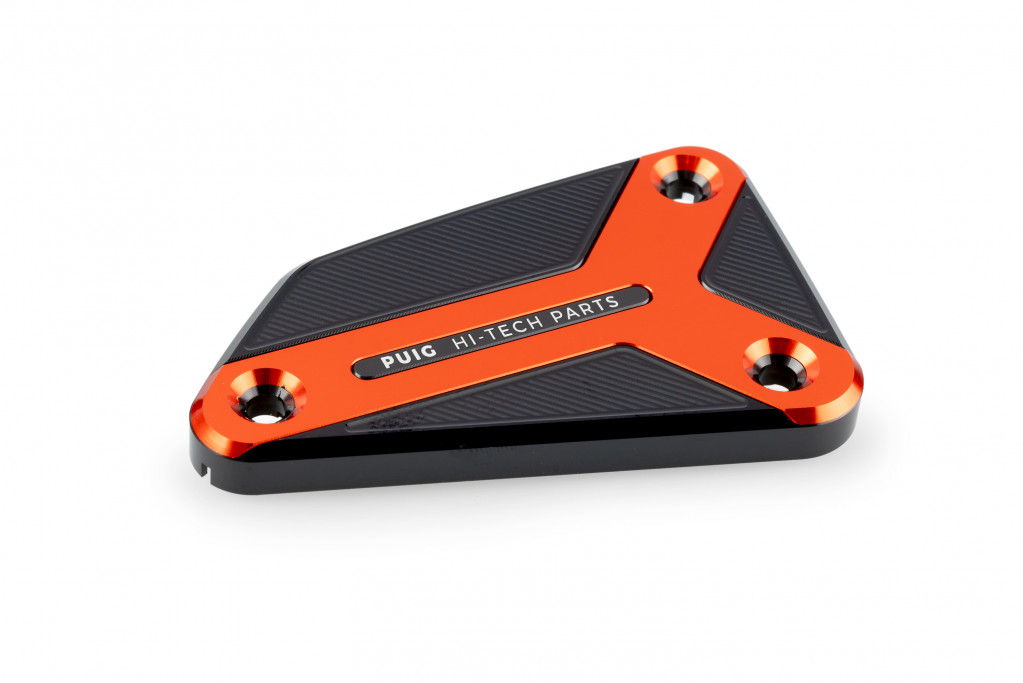Brake tank cover PUIG 22004T orange for KTM Duke 990 2024-2025, HUSQVARNA Svartpilen 801  2024-2025