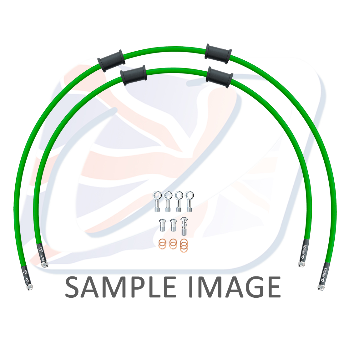 Rear brake hose kit Venhill POWERHOSEPLUS DUC-9005R-GR (2 hoses in kit) Green hoses, chromed fittings
