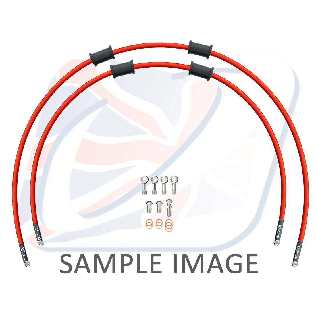 Rear brake hose kit Venhill POWERHOSEPLUS KAW-3004RS-RD (2 hoses in kit) Red hoses, stainless steel fittings