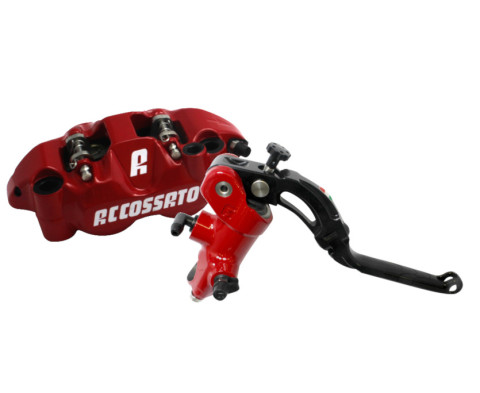 Accossato Kit: Painted Brake Master Cylinder 19X18 (CY042) + Painted Couple of Brake Calipers Distance 108 With ST Brake Pads (PZ004) ACCOSSATO ZY042 Crni