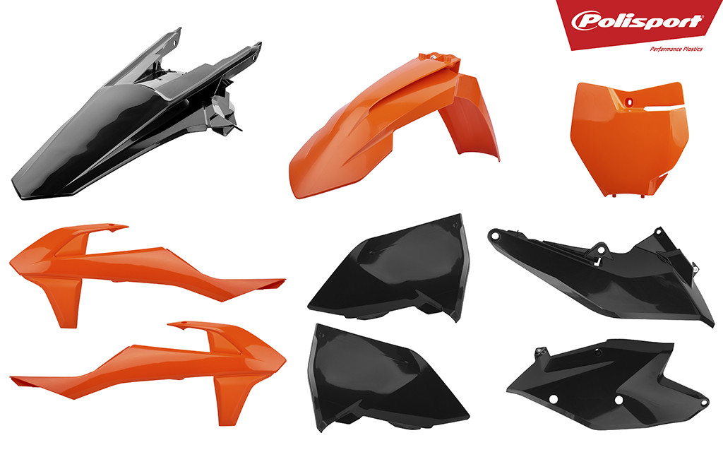 Plastic body kit POLISPORT 90834 orange/black