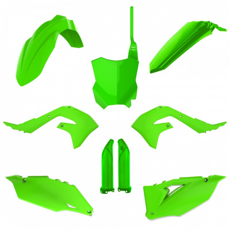 Plastic body kit POLISPORT 91025 lime green for KAWASAKI KX 250 (F) 4T 2021-2023, KAWASAKI KX 450 (F) 2019-2023