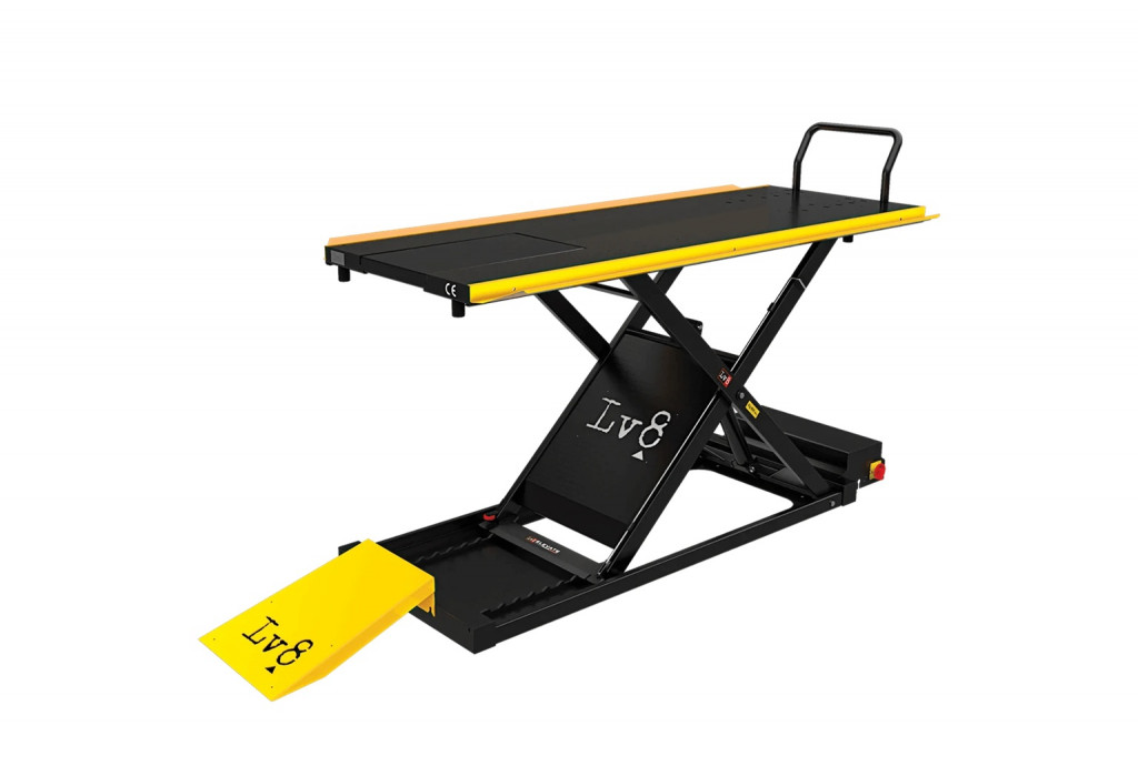 Motorcycle lift LV8 GOLDRAKE 800HC FLOOR VERSION EG800HCE.Y with electro-hydraulic unit (black and yellow RAL 1021)