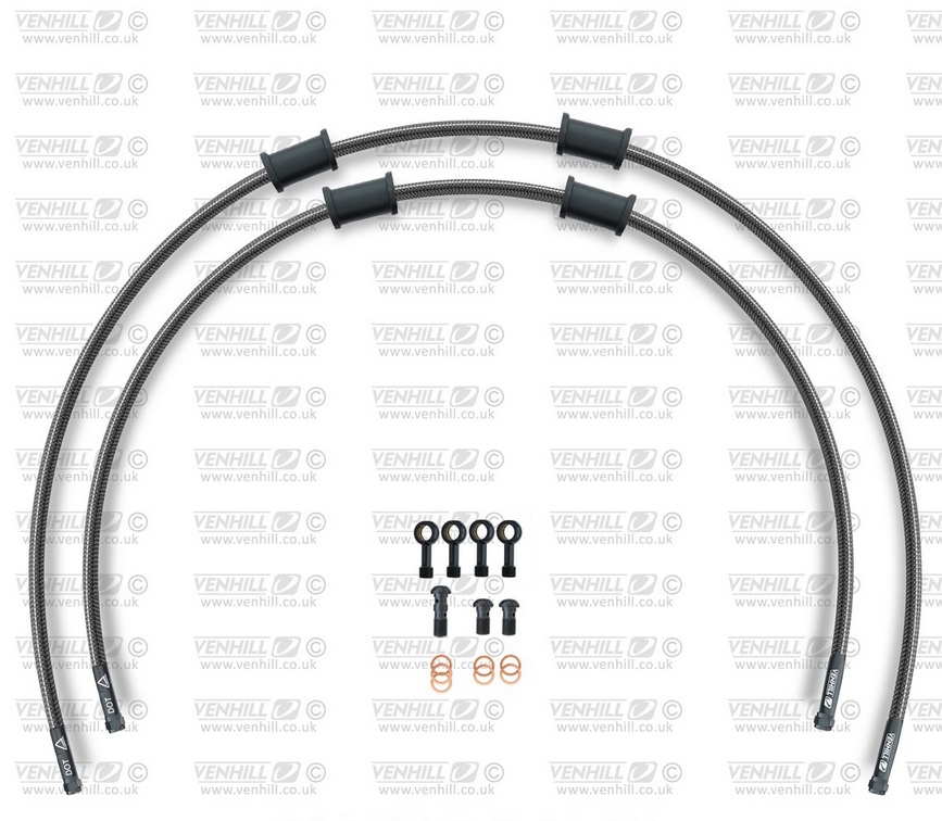 Rear brake hose kit Venhill POWERHOSEPLUS KAW-3004RB-CB (2 hoses in kit) Carbon hoses, black fittings