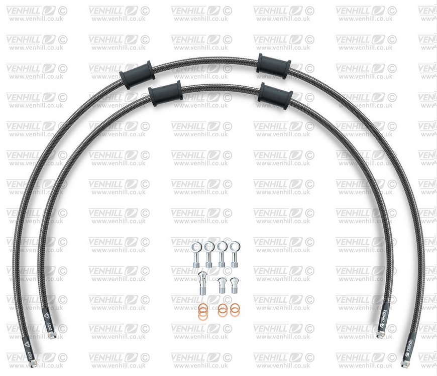 Rear brake hose kit Venhill POWERHOSEPLUS YAM-10031R-CB (2 hoses in kit) Carbon hoses, chromed fittings
