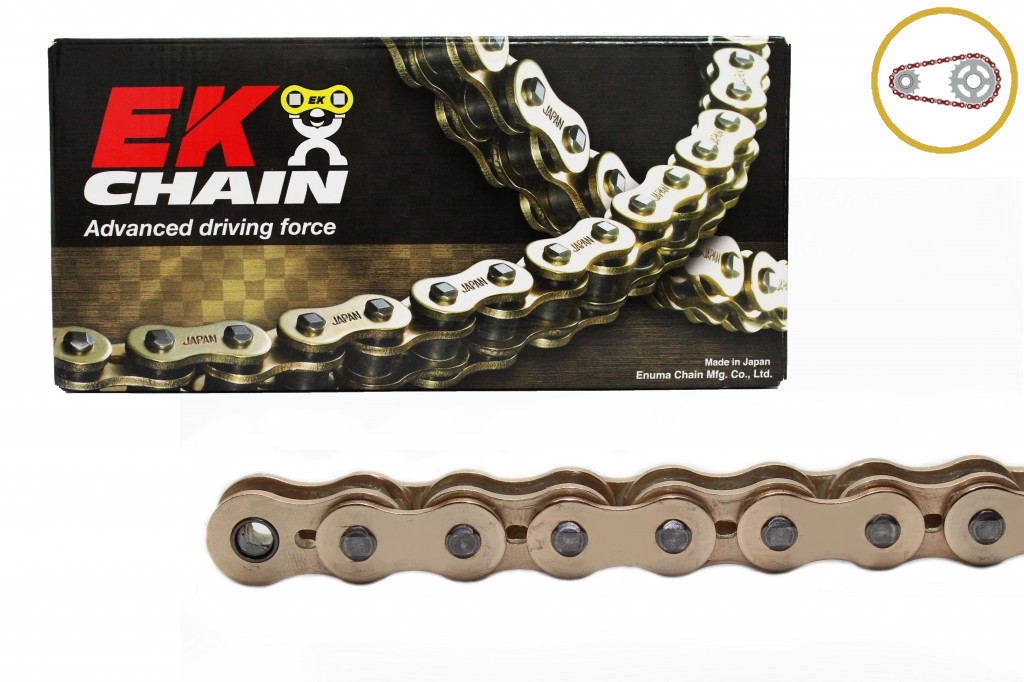 Chain kit EK - Zlat chain 520 ZVX, X-ring (X, NX, QX, XS), CHK front sprocket JT, CHK aluminium CHK rear sprocket JT for DUCATI Monster 800 S2R Dark 2006