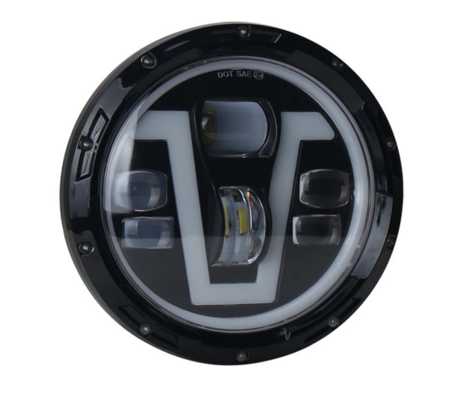 Headlight CUSTOMACCES VICTORY HL0015N with support Crni