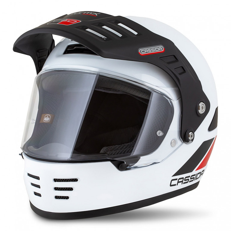 Motocross Helmet CASSIDA FORMX FLATOUT white/ black/ red/ black matt peak XS