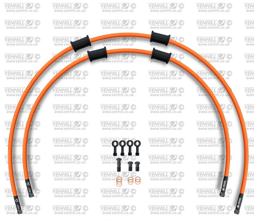 Rear brake hose kit Venhill POWERHOSEPLUS KAW-3004RB-OR (2 hoses in kit) Orange hoses, black fittings