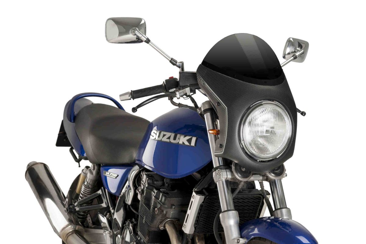 Windshield universal PUIG SEMI-FAIRING 9515N carbon look Crni