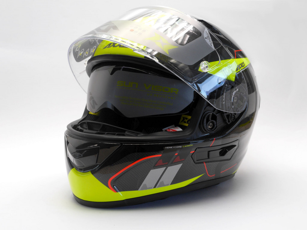 FULL FACE helmet AXXIS RACER GP CARBON SV spike a3 gloss fluor yellow XS
