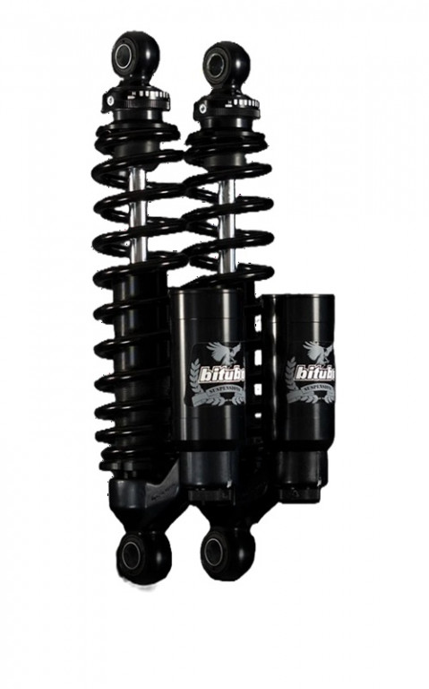 Rear twinshock BITUBO adjustable: spring preload, rebound, compression, Piggyback tank DARK EDITION for TRIUMPH Thruxton 1200 2016-2019, ROYAL ENFIELD Interceptor 650  2025-2026