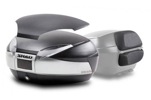 Top case SHAD SH48 D0B48406R New Titanium with backrest, carbon cover and PREMIUM SMART lock